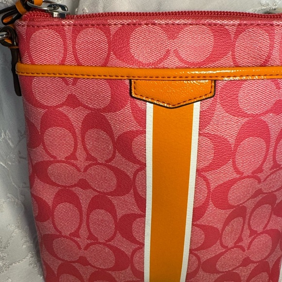 Coach Pink and Orange Crossbody Bag with Signature Monogram - Picture 6 of 6